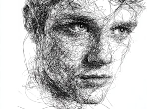 do scribble art, abstract line portrait