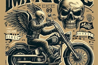 design high quality vintage mc biker logo with t shirt design