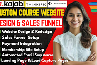 build your online course website sales funnel on kajabi learnworlds thinkific