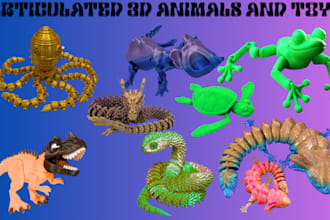 do 3d articulated model, flexi cute animals, fidget toy 3d model for 3d printing