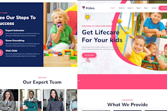 create kindergarten website, childcare website, daycare preschool website