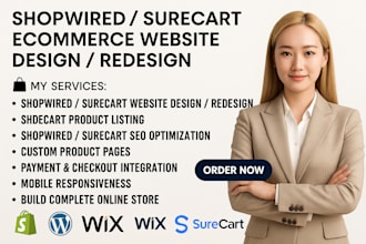 design redesign shopwired website build surecart ecommerce store product listing