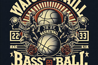 design high quality vintage basketball logo with t shirt design