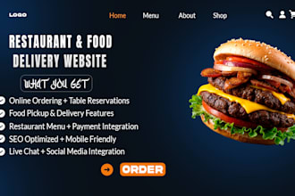 design restaurant website or food delivery website