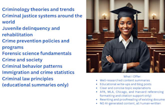 summarize criminology, criminal justice topics for educational and profession