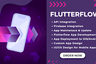 develop mobile applications using flutter and flutterflow with clean UI