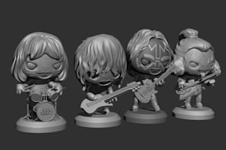 design 3d cartoon toy,chibi character,3d sculpting,bjd,funko pop,3d printing stl