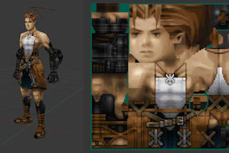 create ps1 psx low poly 3d character, retro vtuber, n64 style y2k for retro game