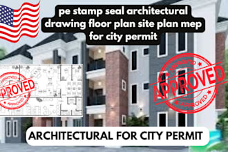 pe stamp seal architectural drawing floor plan site plan mep for city permit