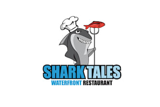 design consulting restaurant shark tales logo