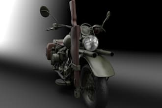 sculpt 3d military motorcycle,automobile motorcycle for printing,uv unwrap model