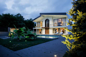 revamp 3d old villa exterior,render lawn,elevation plan,cgi outdoor pool,3ds max