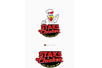 design awesome chicken, rooster, sandwiches vintage logo