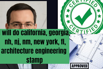 provide architectural or engineering stamp for ca, ny, fl, ga, nj, nh,  and nm