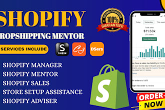 be your shopify dropshipping mentor shopify expert coach shopify consultant