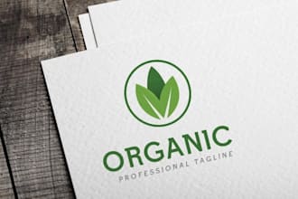custom organic product logo eco, natural, vegan and sustainable brand design