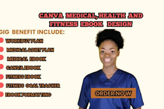 design canva health fitness ebook, journal, medical book, mealplanner, designr