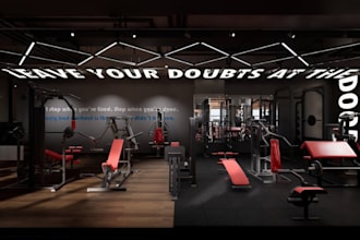 3d cgi gym design interior design bouldering gym yoga fitness center with render