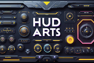 design aaa quality assets game ui ux, graphics art hud assets for your game