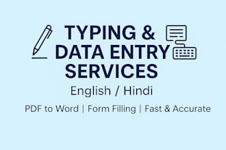 do fast and accurate typing or data entry work in english or hindi
