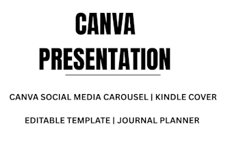 do canva social media carousel, editable template journal planner, kindle cover