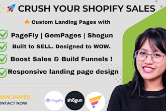 build shopify website product landing page design on gempages pagefly shogun