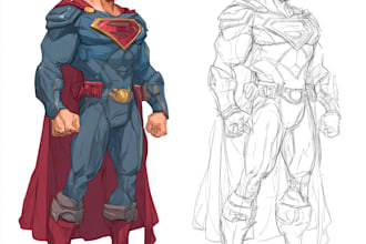 create concept art superhero character for comics cartoon