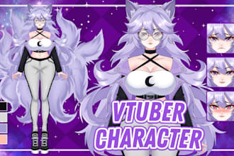 draw live2d vtuber model png tuber in anime art style ready to rig free emotes