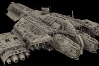 create starship 3d stl, 3d spaceship interior and exterior 3d ship stl for print