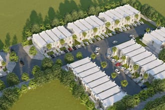 model 3d master plan,real estate,landscape design, apartment,car park render,cgi