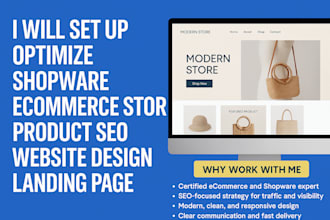 setup optimize shopware ecommerce store product SEO website design landing page