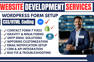 create, fix wordpress contact forms, SMTP email issues, gravity form ninja form