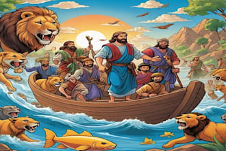 create christain children story book illustration bible illustration kids story