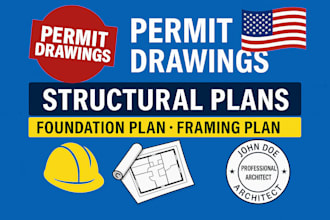 draft city permit blueprints framing plan foundation plan as structural engineer