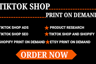 setup shopify etsy print on demand tiktok shop printful printify seo titok ads