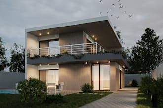 remodel 3d exterior apartment, luxury villa house,pool patio, cgi terrace render