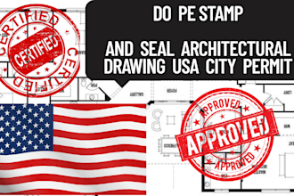 do pe stamp review and seal architectural drawing in usa for city permit