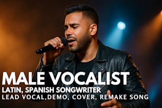 be your powerful male singer for lead demo, cover, remake song, jingle any genre