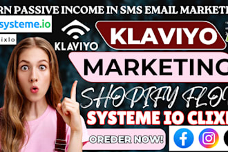 promote shopify email sms sales marketing flows on klaviyo systeme io clixlo