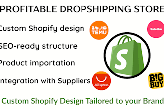 build online store shopify website design dropshipping store temu salehoo bigbuy