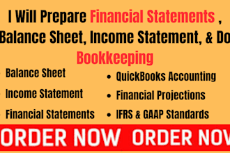 prepare profit and loss, financial statements, income statement and bookkeeping