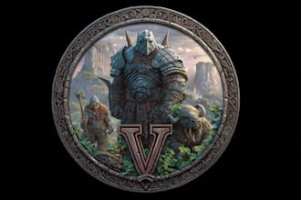 create a fantasy game logo with cool unique magic style