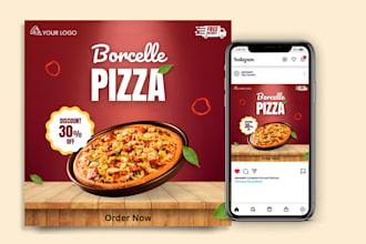 create food banner product design, social media, instagram post and food poster
