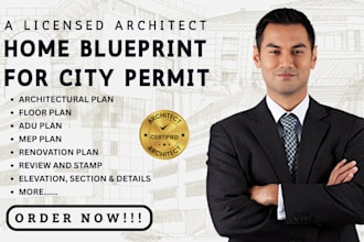 do architectural plan blueprint renovation construction drawing for city permit