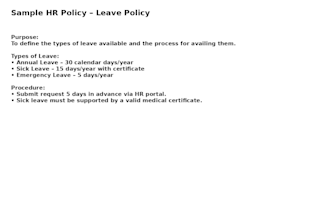 write HR policies and sops tailored to your company