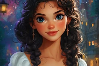 custom couple portrait in disney characters