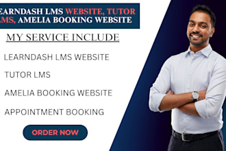 design learndash lms website, tutor lms, amelia booking website setup