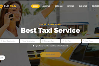design taxi booking website, chauffeur, limousine, vtc website, taxi booking