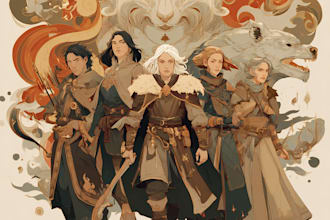 create character art, fantasy dnd character, dnd party, game art