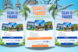 design trip tour travel holiday vacation flyers